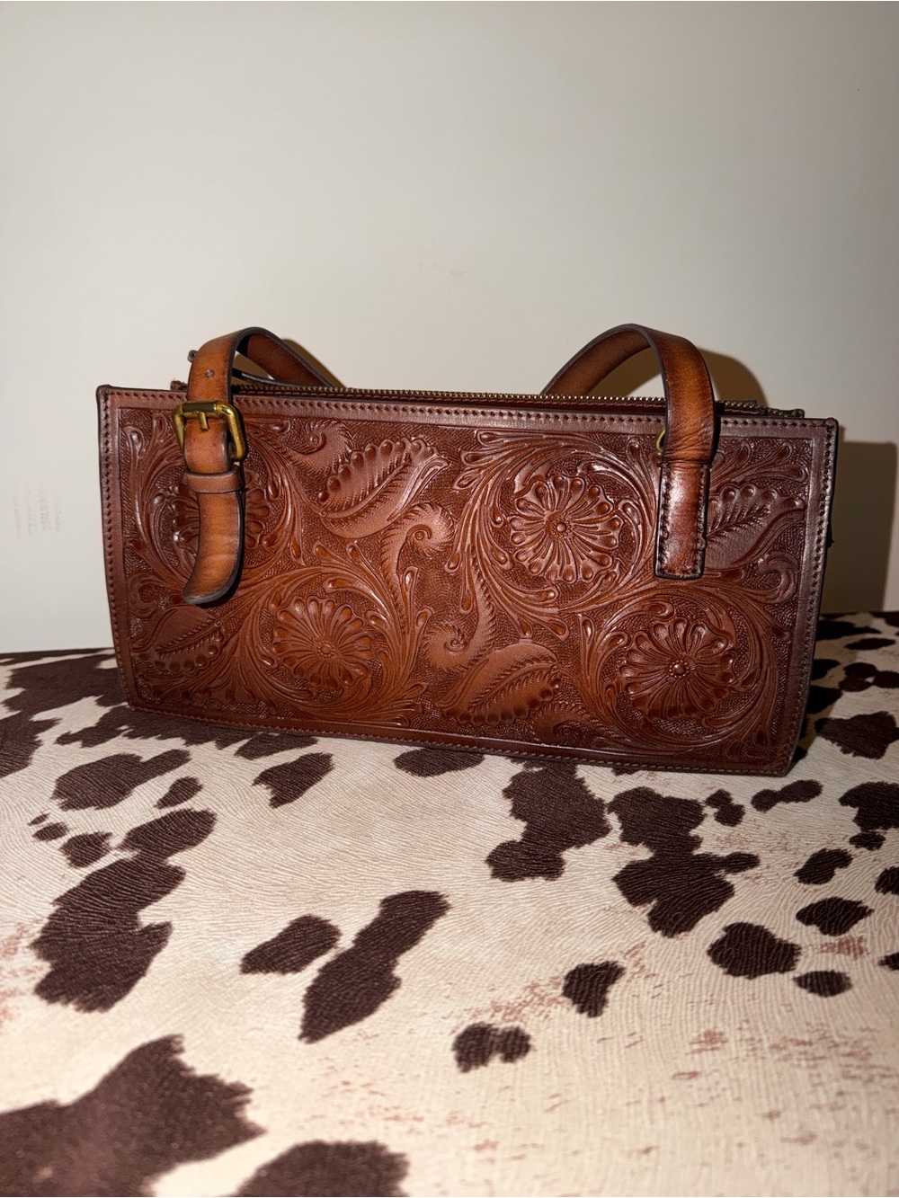 Tooled leather bag